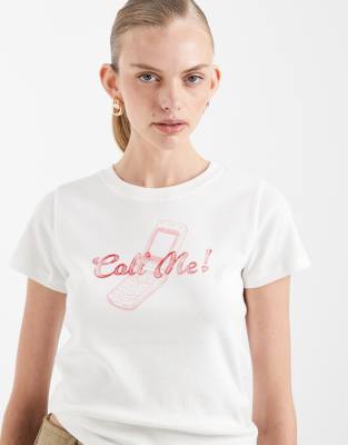 Hollister - Cupid - Knapp geschnittenes T-Shirt in Weiß mit Grafik