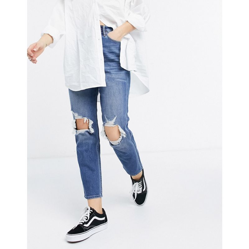 Hollister – Curvy Fit – Jeans mit hohem Bund in mittelblauer Waschung