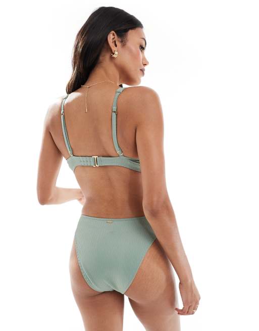 Hollister curvy high waist cheeky bottom co-ord in green ASOS