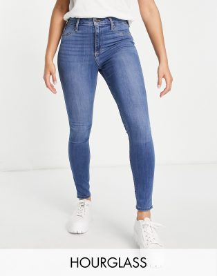 Hollister curvy skinny jeans in mid wash-Blue