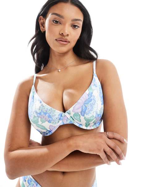 Hollister Curvy - Top bikini a fiori con ferretto in coordinato - view 1