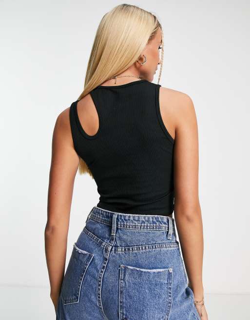 Hollister cut out high neck tank top in black ASOS