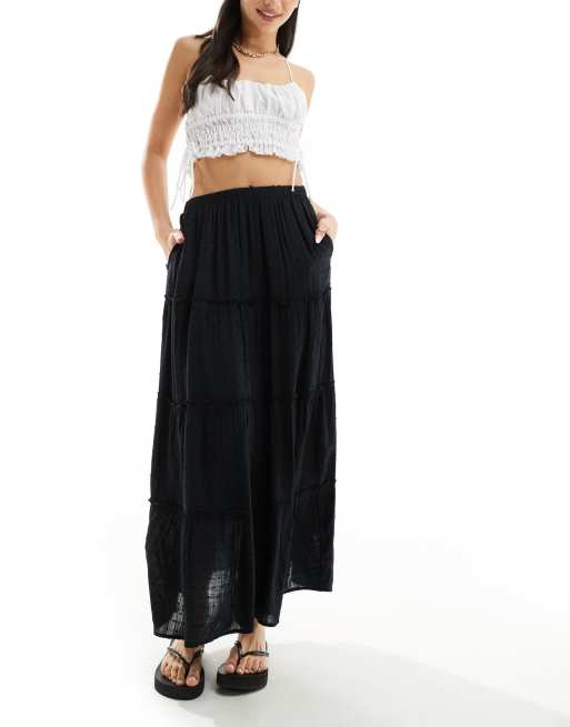 Hollister – Czarna warstwowa spódnica maxi, 4 z 5