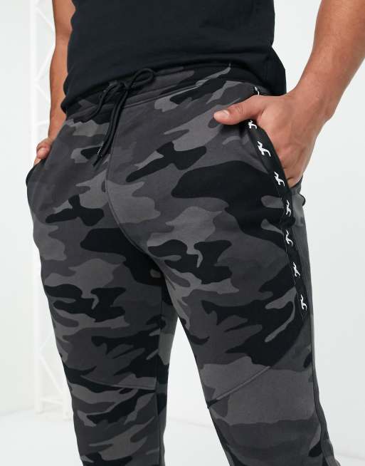 Hollister – Czarne joggersy z lampasami, z logo, 2 z 4