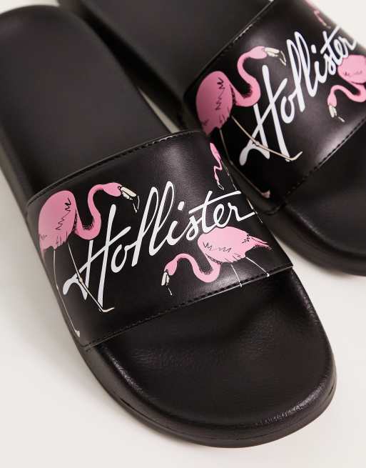 Hollister – Czarne klapki z logo, 3 z 4
