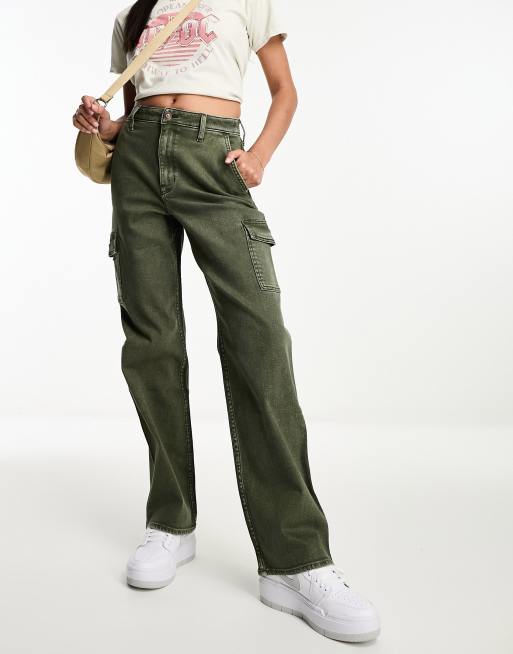 Hollister olive green jeans clearance