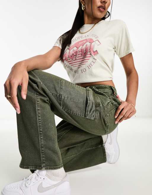 Hollister olive green jeans clearance