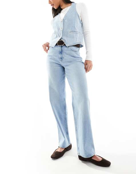 Hollister - Dad jeans met ultra hoge taille in medium blauw met wassing - view 1