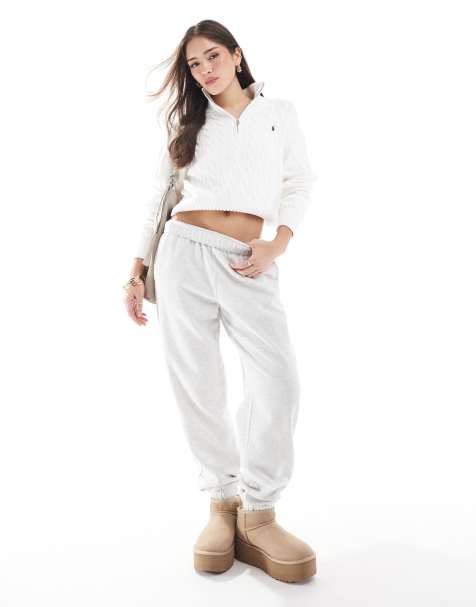 Hollister – Dad-Jogginghose in meliertem Grau mit Logo - view 1