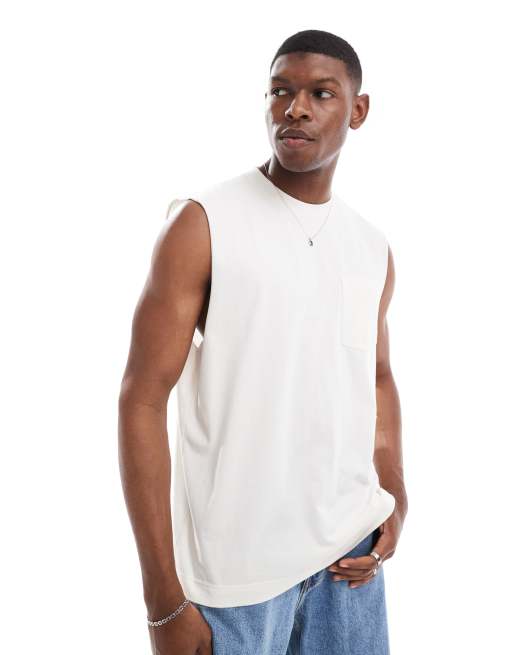 Hollister - Débardeur oversize coupe carrée avec poche - Beige