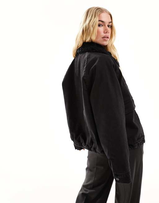 Hollister jean jacket with fur discount