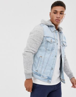 hollister jean jacket with hood