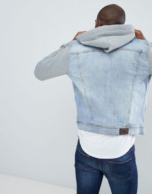 hollister jean jacket with hood