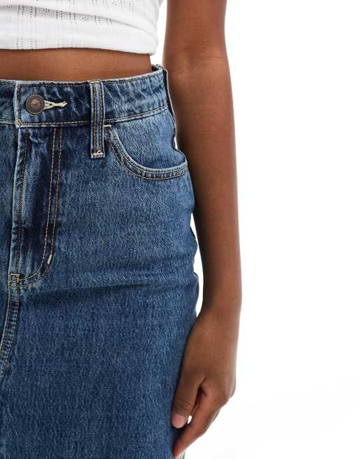Mid length denim skirts hollister top