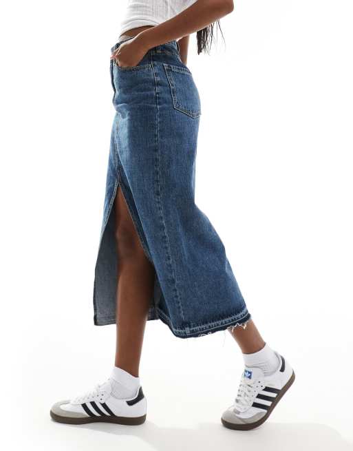 Hollister blue denim skirt online