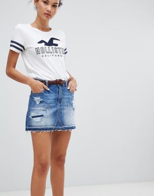 hollister denim mini skirt