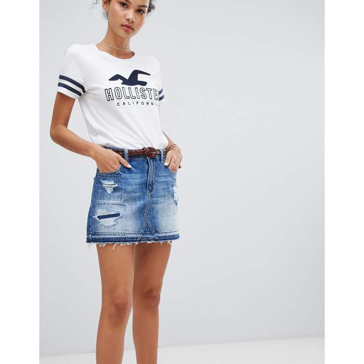 Mid length denim deals skirts hollister