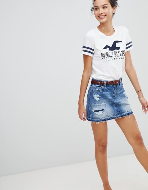 Hollister blue jean skirt store