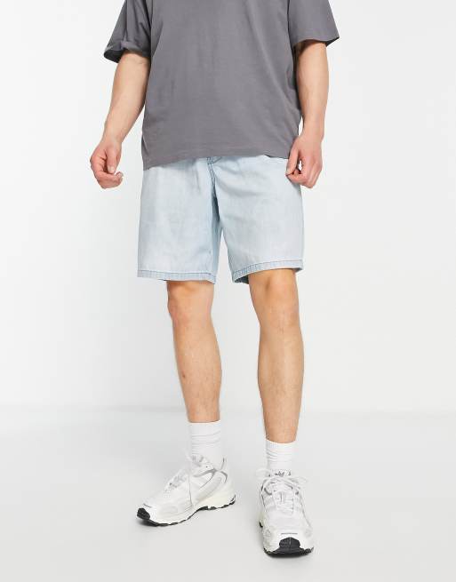 Hollister denim trackie shorts in light wash, 4 of 4