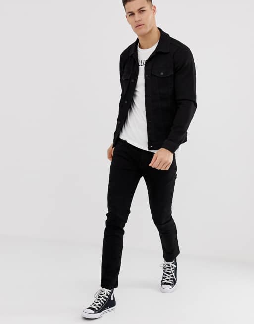 Hollister denim trucker jacket in black wash ASOS