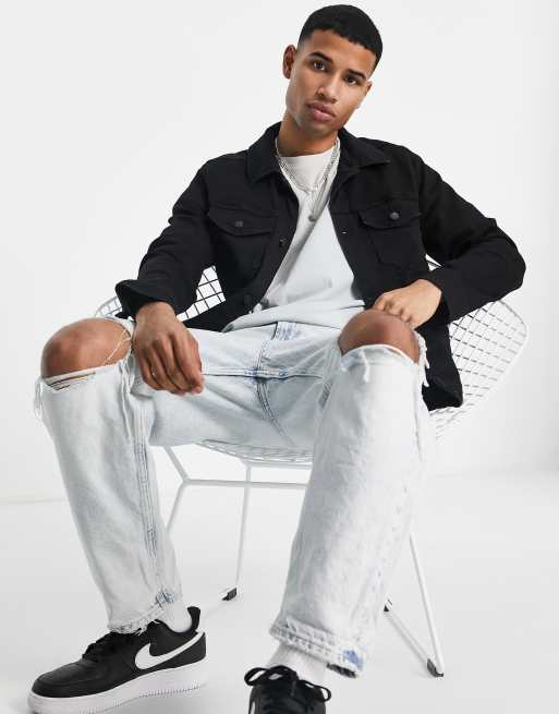 Hollister denim trucker jacket in black | ASOS