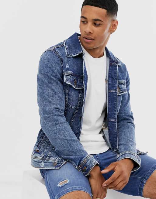 Hollister denim trucker jacket sales