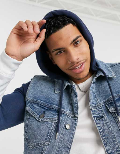 Hollister denim trucker jacket clearance