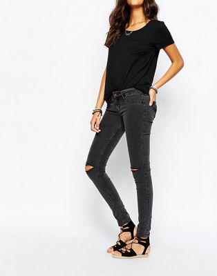 ripped low rise super skinny jeans