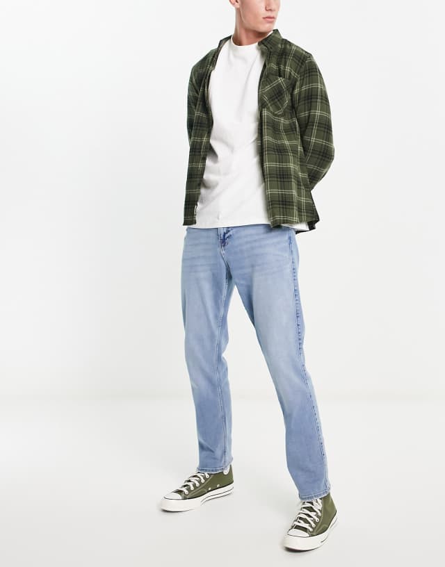 Hollister distress repair vintage slim fit jeans in mid wash 2