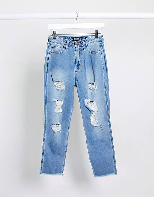 Hollister mom jeans in light wash blue, ASOS
