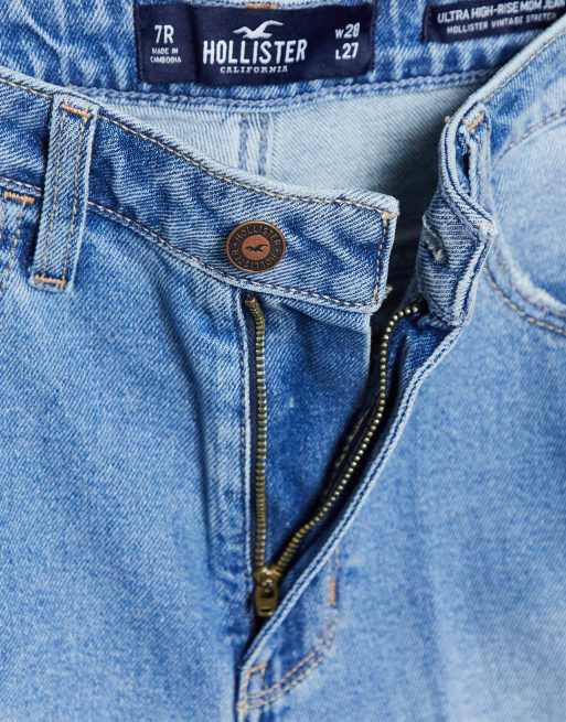 Hollister distressed mom jeans clearance