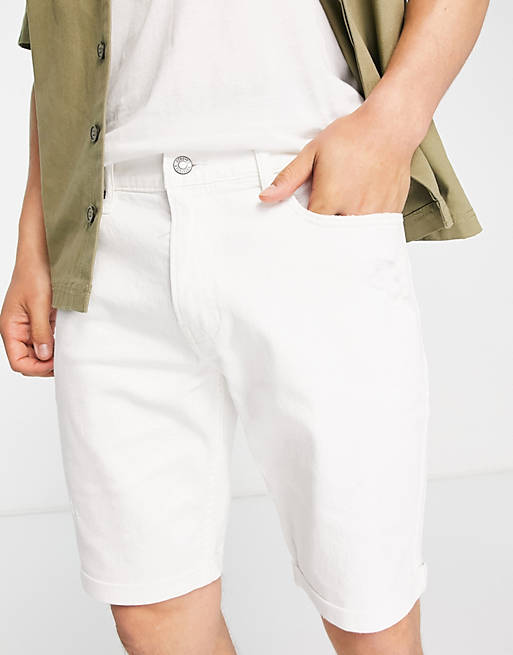Hollister - Distressed skinny-fit denim short van 9 inch in wit