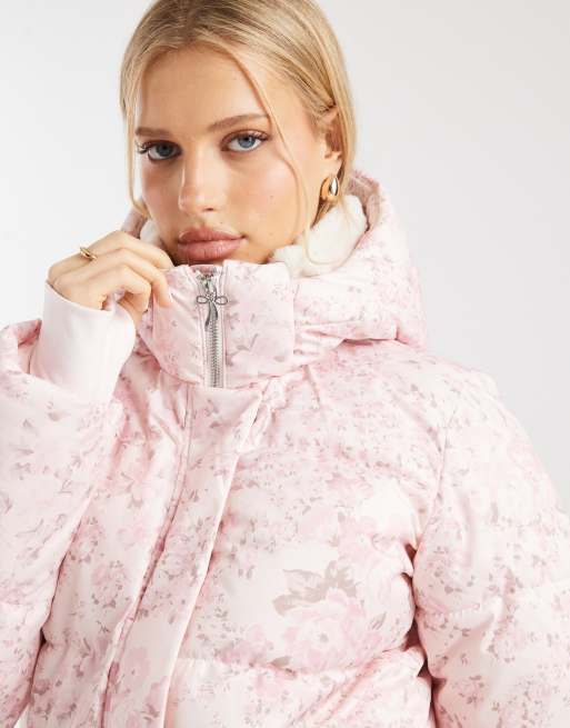 Hollister - Doudoune courte à capuche en fausse fourrure - Rose, 2 de 4