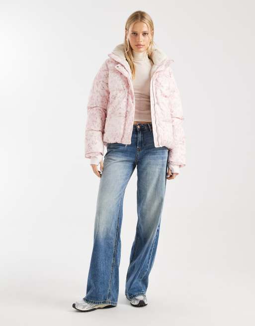 Hollister - Doudoune courte à capuche en fausse fourrure - Rose, 3 de 4