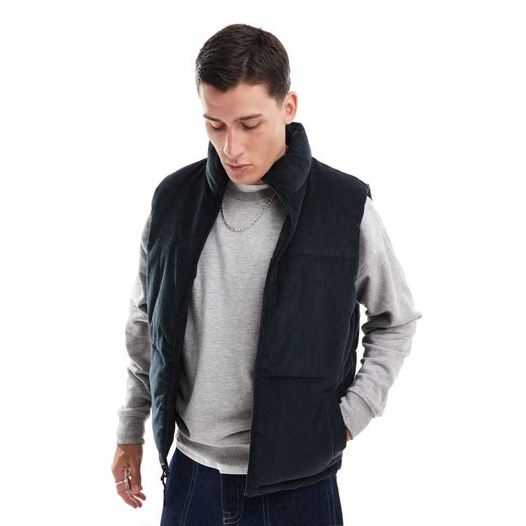 Hollister Doudoune sans manches decontractee et reversible en nylon et velours cotele Noir ASOS