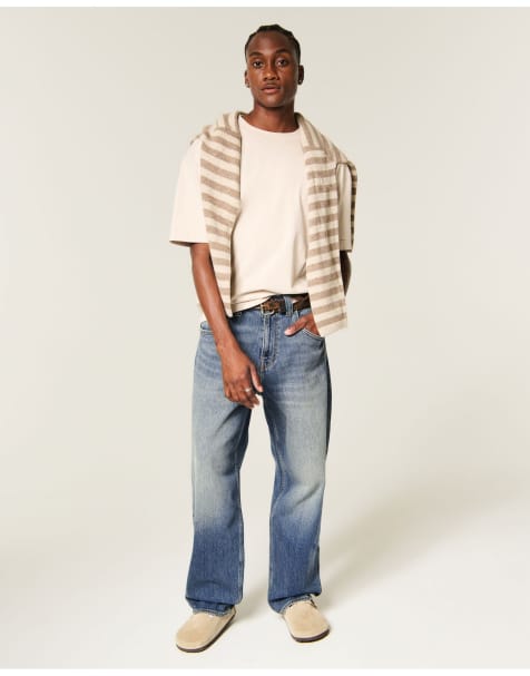 Hollister Dragon graphic skater baggy jeans in dark - view 1