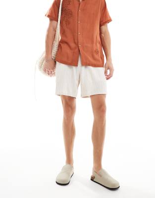 Hollister Hollister drawstring shorts in tan stripe-Brown