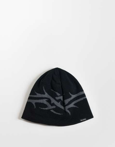 Hollister dzianinowa czapka beanie z nadrukiem w czerni - view 1