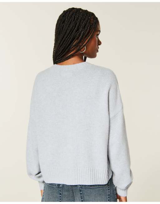 Hollister Easy crew cardigan in light grey, 3 of 5