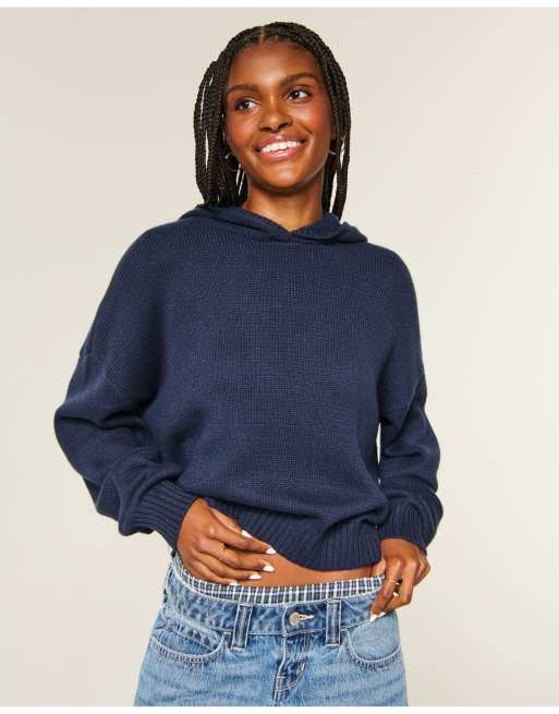 Hollister Easy sweater hoodie in navy, 1 of 4