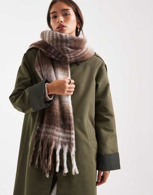 Hollister - Écharpe confort à carreaux - Crème et marron