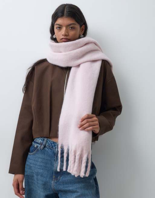 Hollister écharpe tricotée à franges rose bébé, 1 de 5