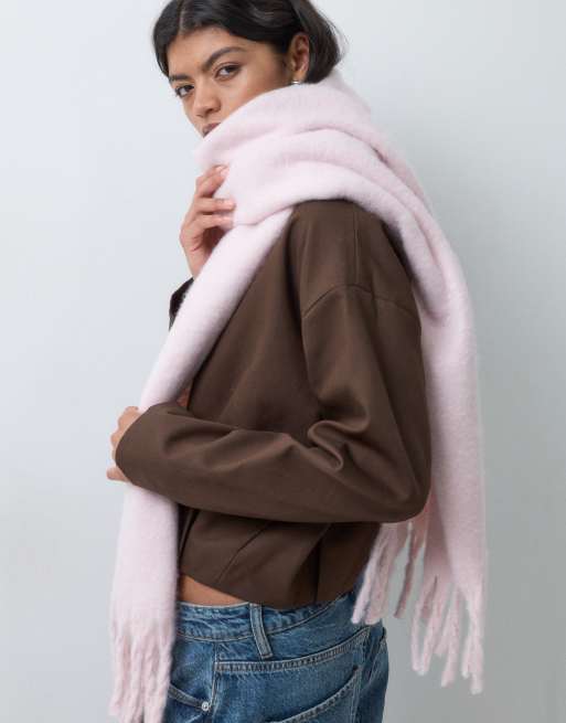 Hollister écharpe tricotée à franges rose bébé, 4 de 5