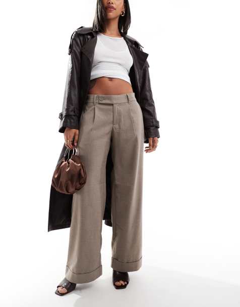 Hollister – Elegante Hose in kariertem Braun mit weitem Schnitt - view 1