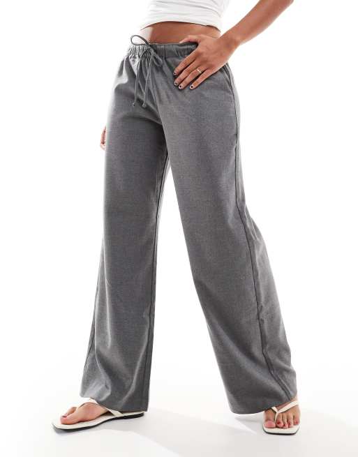 Hollister – Elegante Schlupfhose in Grau mit niedrigem Bund
