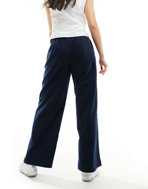 Hollister – Elegante, weite Hose in Navy gestreift mit niedrigem Bund, 2 von 5