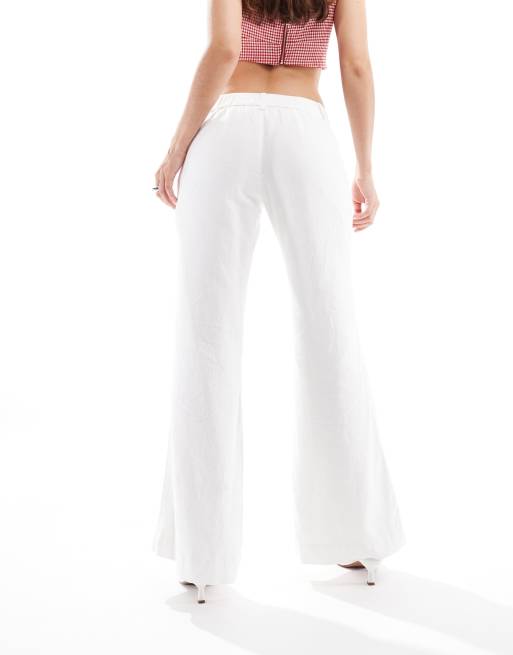 Hollister – Elegante, weite Leinen-Schlaghose in Weiß mit niedrigem Bund, 3 von 5