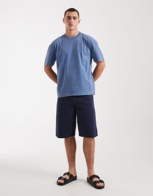Hollister Boxy Heavyweight Micro Logo Crew T-shirt In Blue