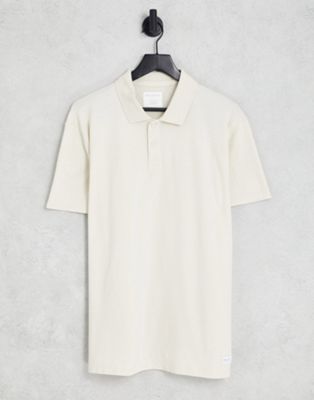 Hollister elevated loose fit polo shirt in cream