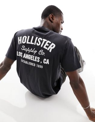 Hollister embroidered back print t-shirt in black